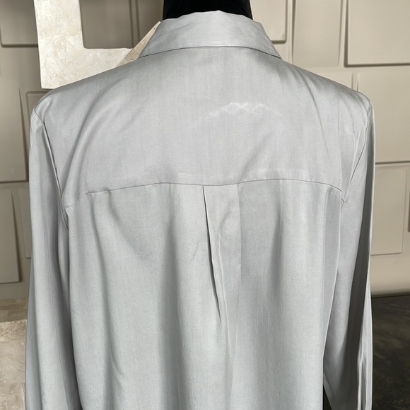Downeast shirt top gray long sleeve button up front collared Size Large - Picture 9 of 10